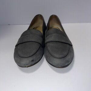 Talbots Loafers Womens Size 8.5 Gray Suede Slip On Block Heel Shoes